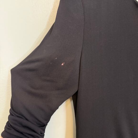 Vintage 80s Lawrence I. Magnin Midi Dress 12 Black Ruched Bows Cocktail Evening - Picture 8 of 12